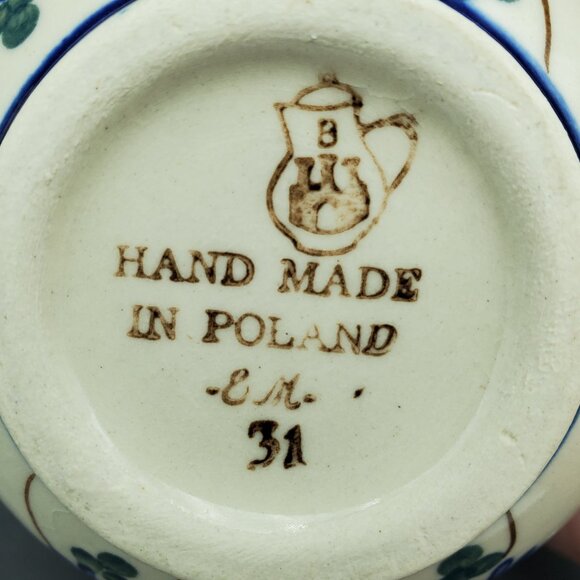 Polish Pottery Aster Trellis Mugs Made in Poland Blue Daisy Bubble Mugs - Picture 9 of 10